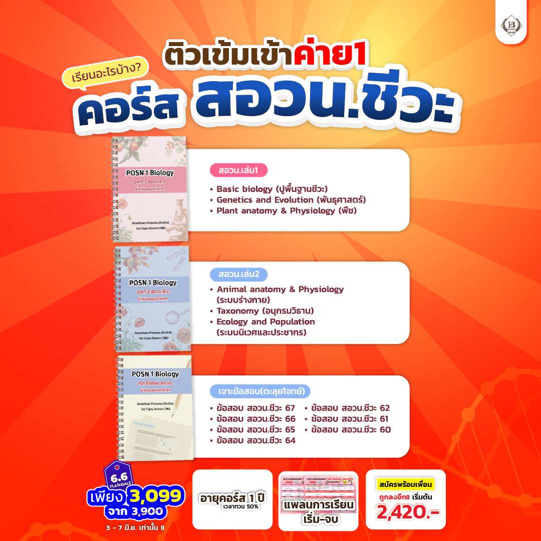 ⚡️6.6 คอร์สสอวนชีวะ 3,099.- ⚡️
ปีนี้! ถึงตาน้องแล้วที่จะเป็น
เด็กค่าย 1 #สอวนชีวะ

เพิ่มโอกาสติดด้วย ทางลัดที่ถูกจุด
🧬คอร์สเดียวจบ
🧬เจาะลึก+เก็งทุกจุดออก
🚀ติดสปีดจบไวสุดใน1เดือน

🗓️ 3 - 7 มิ.ย. เท่านั้น!!
เก็บโค้ดล่วงหน้า https://t.co/XjHn4zkZS0

#ชีวะครูฝ้าย #สอวน #สอวน68 https://t.co/gqevP2Ygsg