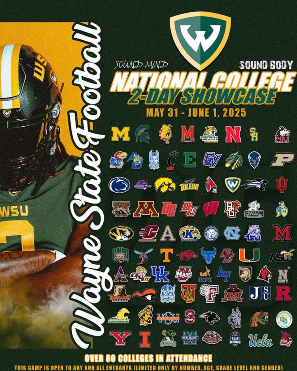 I'll be attending the Wayne state mega camp this weekend! <a href="/waynestate/">Wayne State University</a> <a href="/WSUWarriorsFB/">Wayne State University Football</a>