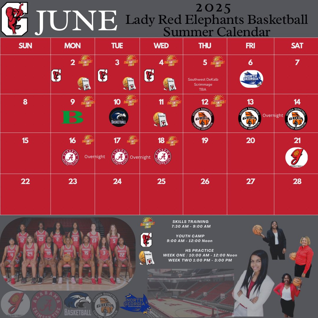 Lady Red Elephants coming to a gym near you! See Summer calendar below! Also <a href="/UNGWBB/">UNG Women's Hoops</a> <a href="/Shorter_WBB/">Shorter University Women’s Basketball</a> <a href="/GAcoaches/">GBCA</a> <a href="/AlabamaWBB/">Alabama Women’s Basketball</a> <a href="/UGA_WBB/">Georgia Basketball 🏀🐶</a> <a href="/RedElephant_WBB/">Gainesville WBB</a> <a href="/Gainesrecruitsb/">Gainesville Lady Elephant Basketball Recruiting</a>
