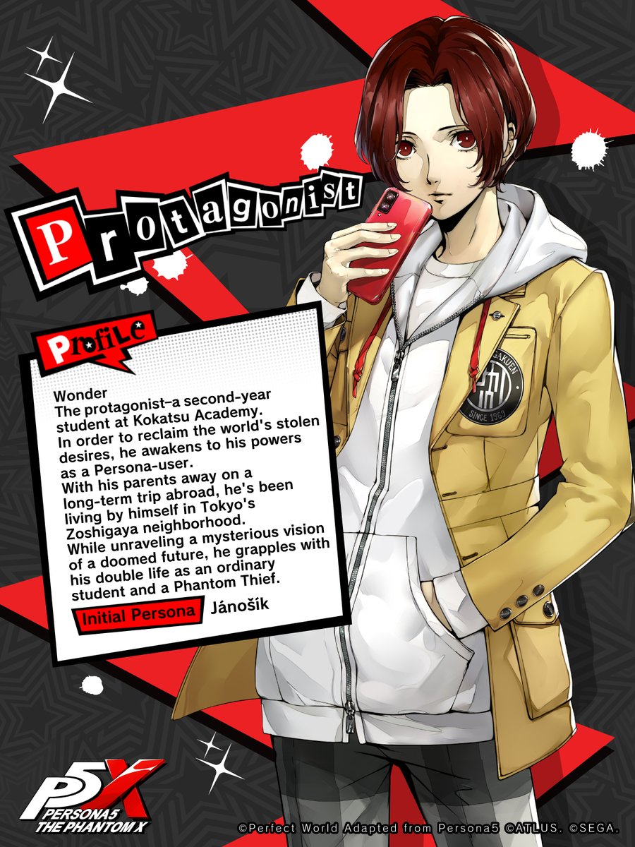 ◤Character Intro​◢​
Presenting...the Protagonist Group profiles!🎩

▶Protagonist　

#P5XEN
━━━━━━━━━━━━━━━━━━━━━
Persona5: The Phantom X

Official release: 6/26 (Thu)!
Pre-registrations open now! p5xen.onelink.me/jCTl/wx8723qy