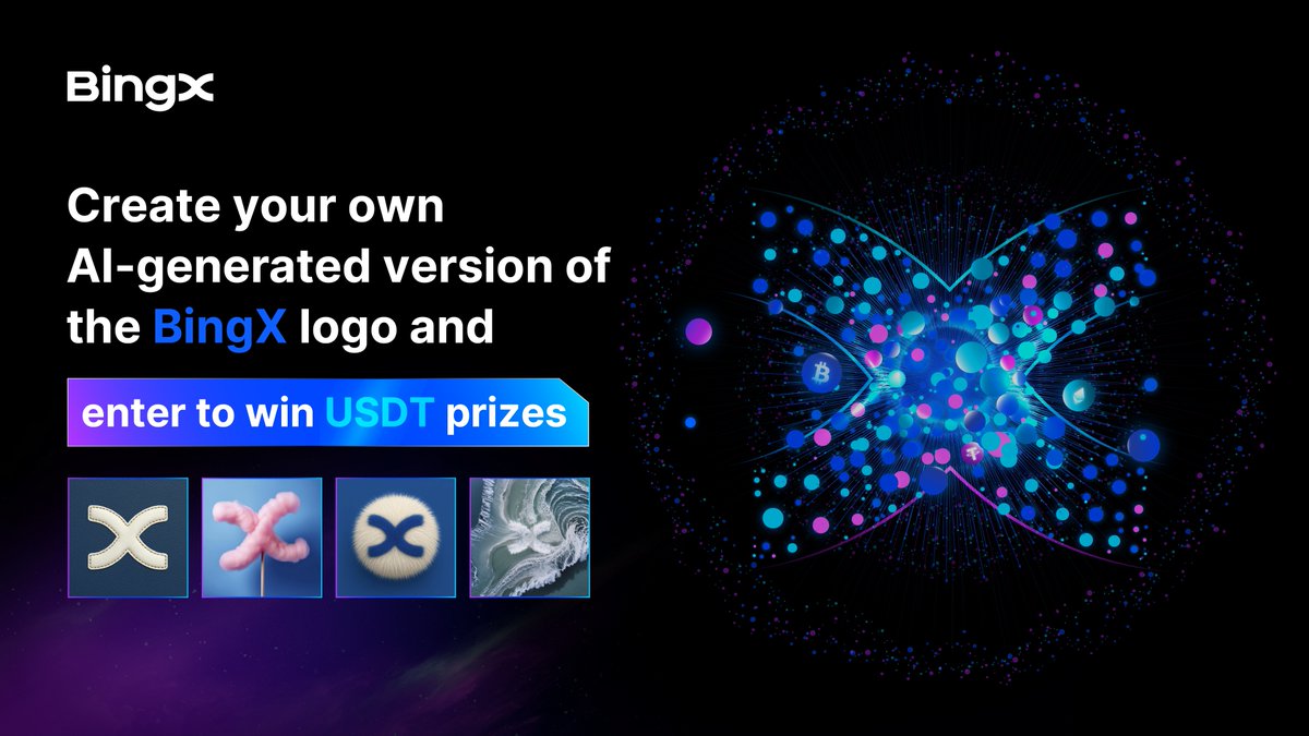BingXOfficial's tweet image. BingX is redefining crypto trading and more with AI. Join us and show your creative AI take on the BingX logo to win 10 USDT!

To enter:
1️⃣ Follow @BingXOfficial and repost
2️⃣ Create an AI-generated BingX logo
3️⃣ Reply below with your creation

The top 5 most creative logos win!