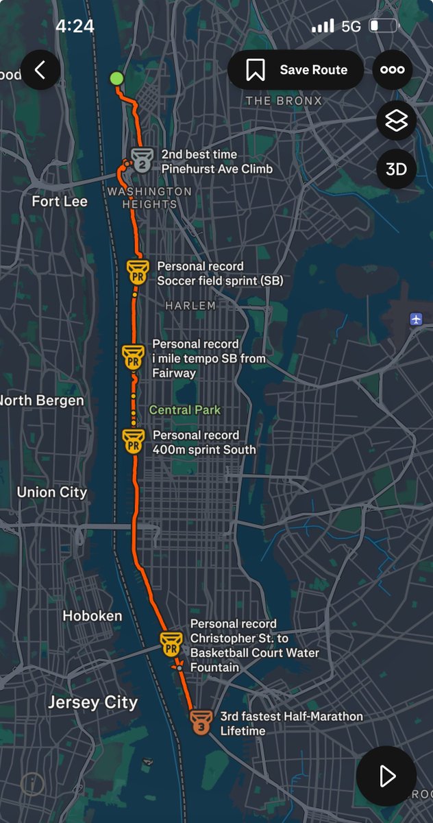 I did this today by the way. I ran the full length of Manhattan.