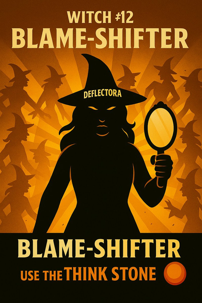 The Automony Gauntlet - Witch #12: Blame-Shifter (Deflectora).

Twists truth, flips blame, and avoids responsibility until you question reality.

Every accusation boomerangs back to you.

Toxicity: 8.9/10