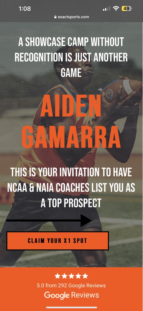 aidengamarra's tweet image. Thank you @EXACTSports for the camp invite. Blessed for the opportunity to compete! #year2 #classof2028