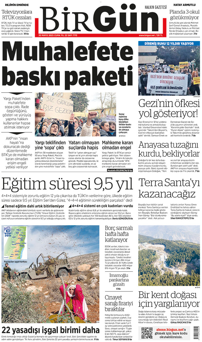 Muhalefete baskı paketi

Yargı Paketi’nden muhalefete sopa çıktı. İfade özgürlüğünü, gösteri ve yürüyüş yapma hakkını kullananlar hapse atılmak isteniyor

birgun.net/haber/muhalefe…

Bugünün BirGün’ü