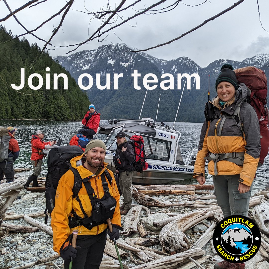 CoquitlamSAR's tweet photo. Coquitlam SAR is accepting applications for new volunteers! If you’re passionate about the outdoors, committed to helping others and ready for a rewarding challenge, we want to hear from you. Application deadline is tomorrow, August 1. Apply here: https://t.co/NVam3WezKR #JoinSAR https://t.co/IPctSImh2g