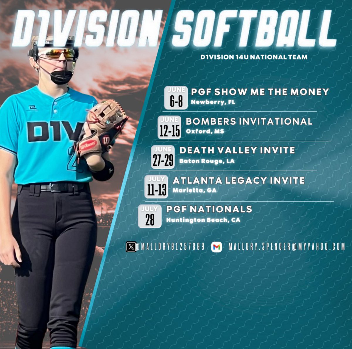 My summer schedule!! Can’t wait to start !!! <a href="/d1vision_sb/">D1VISION Softball</a> <a href="/adaigrep/">Laney Daigrepont</a> <a href="/AvaNehring/">Ava Nehring 2025</a> <a href="/LSUsoftball/">LSU Softball</a> <a href="/OleMissSoftball/">Ole Miss Softball</a> <a href="/PGFnetwork/">PGF</a> <a href="/Vol_Softball/">Tennessee Softball</a> <a href="/UCLASoftball/">UCLA Softball</a> <a href="/UGASoftball/">Georgia Softball</a> <a href="/HindsCC_SB/">Hinds CC Softball</a> <a href="/GatorsSB/">Gators Softball</a>