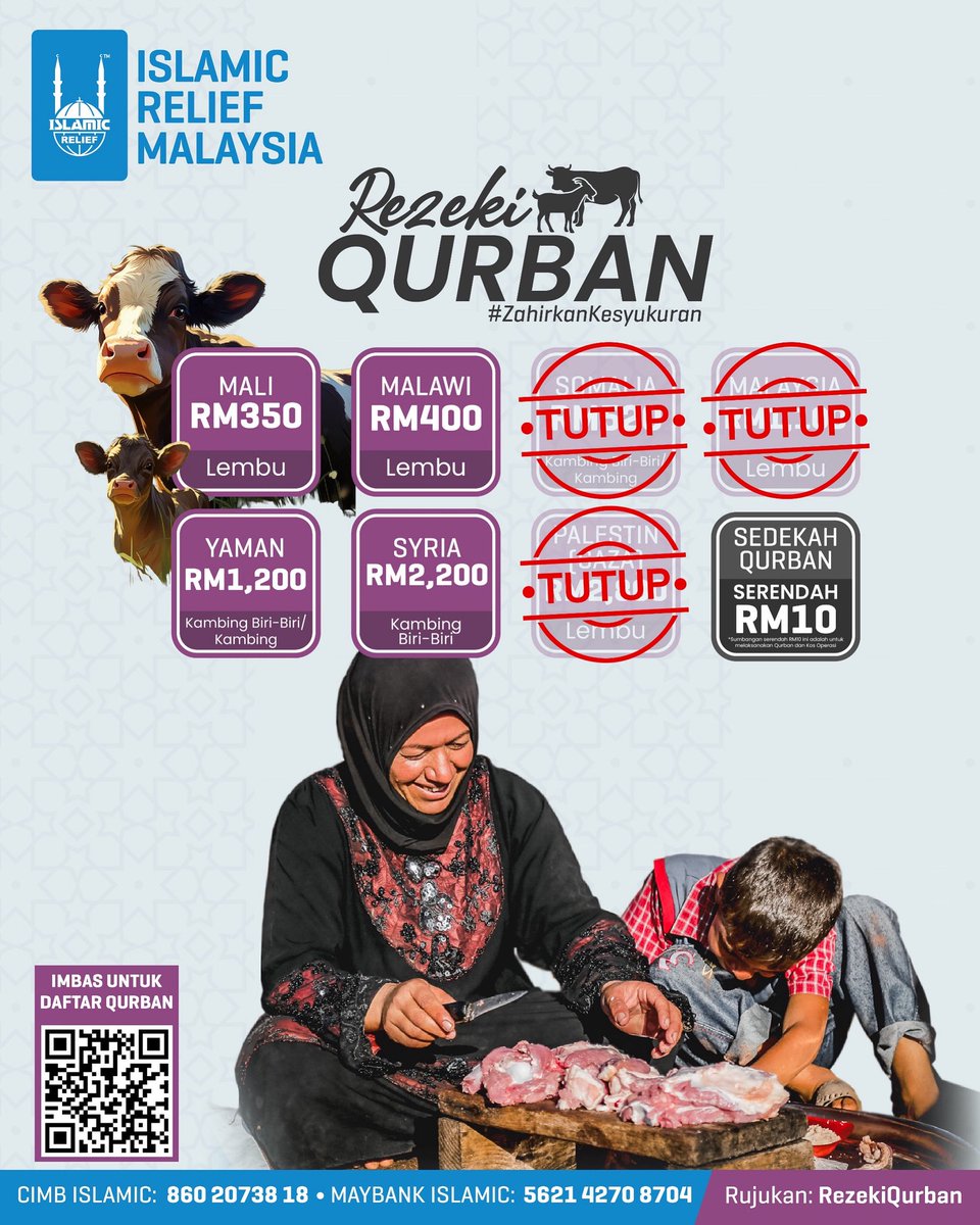 𝗦𝗮𝗹𝗮𝗺 𝗝𝘂𝗺𝗮𝗮𝘁 | 𝗦𝗮𝗹𝗮𝗺 𝟮 𝗭𝘂𝗹𝗵𝗶𝗷𝗷𝗮𝗵 | 𝗣𝗮𝗻𝗴𝗴𝗶𝗹𝗮𝗻 𝗧𝗲𝗿𝗮𝗸𝗵𝗶𝗿📣

Daftar sekarang dan nikmati ganjaran pahala besar.

Untuk mendaftar: 👉 bit.ly/RezekiQurban20…

Fikir KEMANUSIAAN, Fikir ISLAMIC RELIEF!
#RezekiQurban #ZahirkanKesyukuran