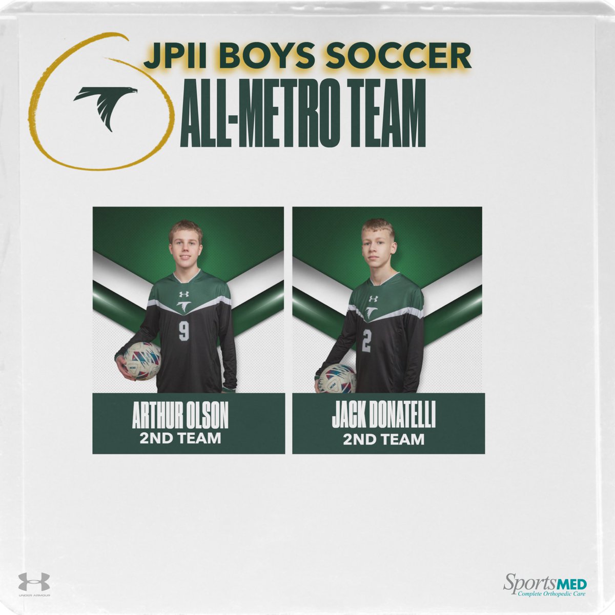 Congrats to our 2025 Boys Soccer All Metro Team Members: Arthur Olson (2nd team) and Jack Donatelli (2nd team).
