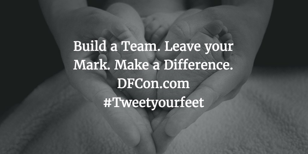 DGArmstrong's tweet photo. Build a Team. Leave your Mark. Make a Difference.
#Tweetyourfeet #DFCon https://t.co/xWwJJUFCaB