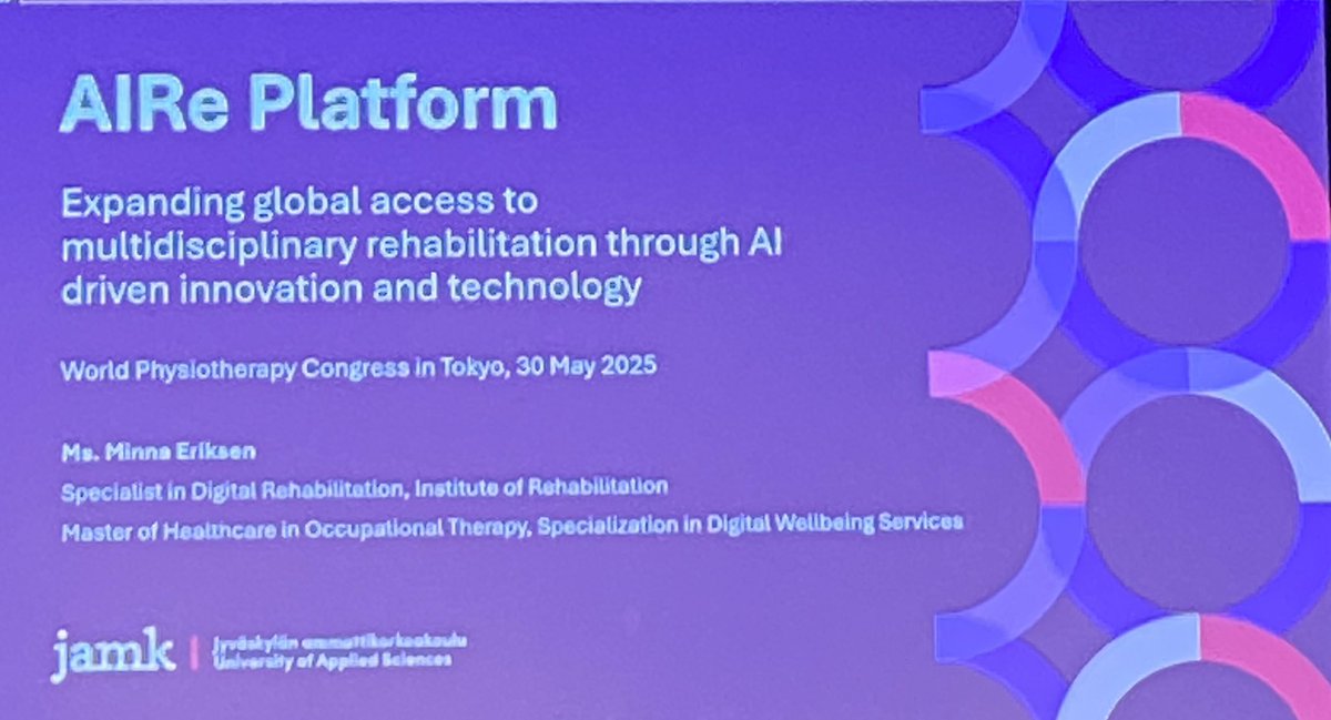 Great to hear about innovative technology at the World Physiotherapy Congress #WorldPhysio2025

The AIRe platform is an AI-powered digital solution for rehabilitation