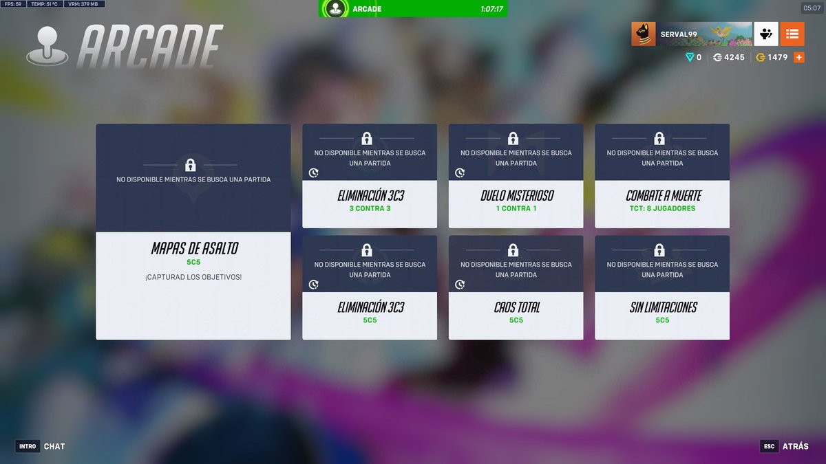 Serval99's tweet photo. El arcade nunca ha sido popular, pero si no paran de sacar modos nuevos y dividir más a la comunidad con tantas colas cada vez se va a jugar menos, creo yo. 1 hora para intentar jugar una partida de Caos Total o7 https://t.co/qgwjOqEt6o
