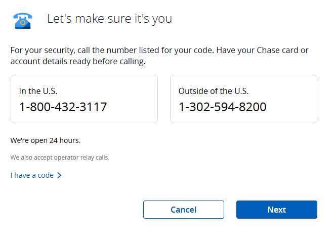 Hey <a href="/Chase/">Chase</a> I'm trying to transfer miles and the site is asking me to verify my identity by calling a number that is no longer in service.  Really?