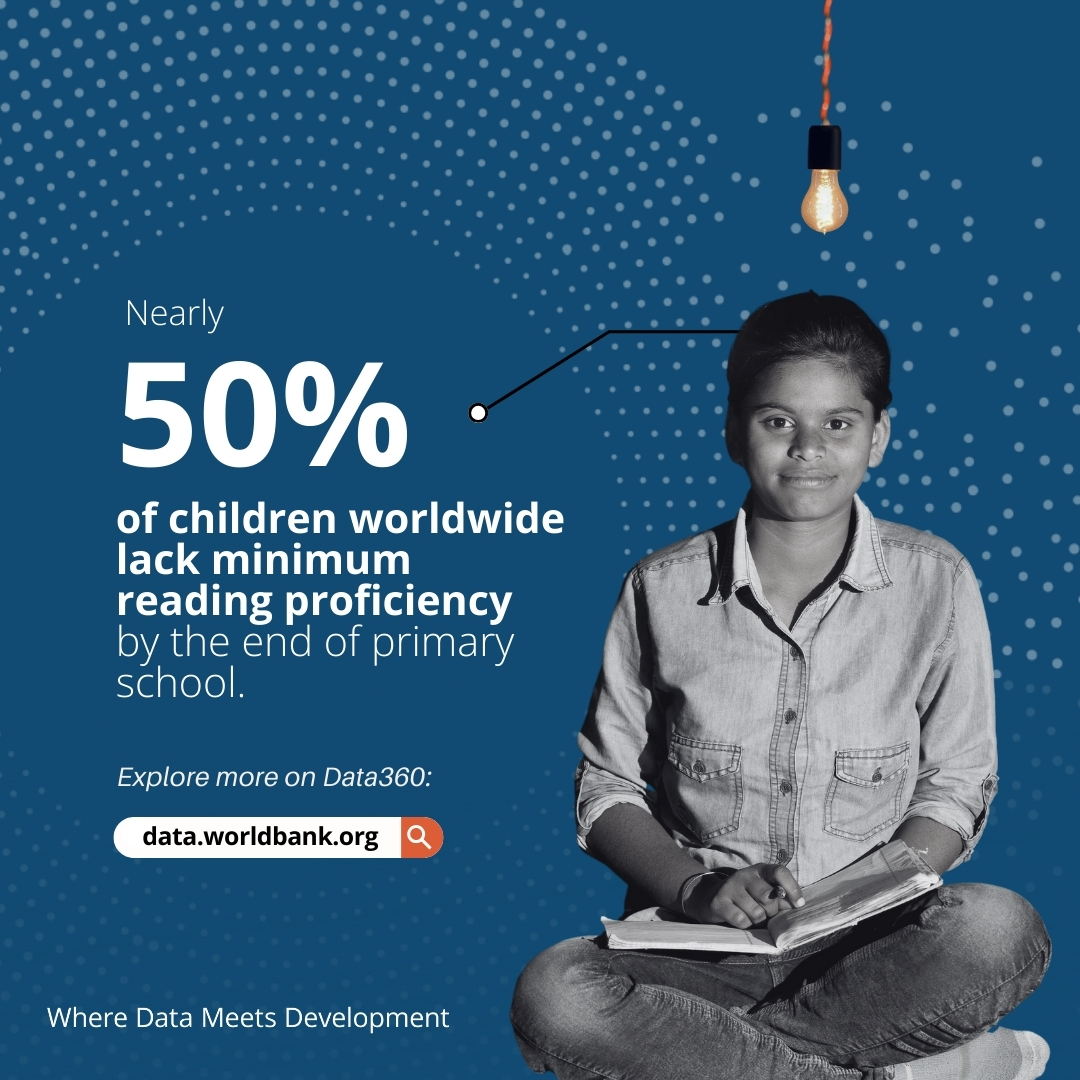 World Bank Maldives (@wbmaldives) on Twitter photo #DYK that nearly 50% of children worldwide lack minimum reading proficiency by the end of primary school? 📚
With #Data360, the <a href="/WorldBank/">World Bank</a>’s new data portal, you can instantly compare #education stats across countries using 20+ years of data.
➡️ wrld.bg/XGYi50VGIMB #DYK that nearly 50% of children worldwide lack minimum reading proficiency by the end of primary school? 📚
With #Data360, the <a href="/WorldBank/">World Bank</a>’s new data portal, you can instantly compare #education stats across countries using 20+ years of data.
➡️ wrld.bg/XGYi50VGIMB