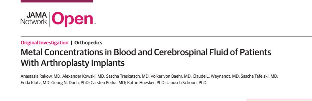KoneruMd's tweet image. New Research Alert: Metals from Joint Implants Can Reach the Brain 🧠
A recent study in JAMA Network Open has found that patients with large joint replacements (like hips or knees) have significantly higher levels of metals—including cobalt, chromium, titanium, niobium, and…