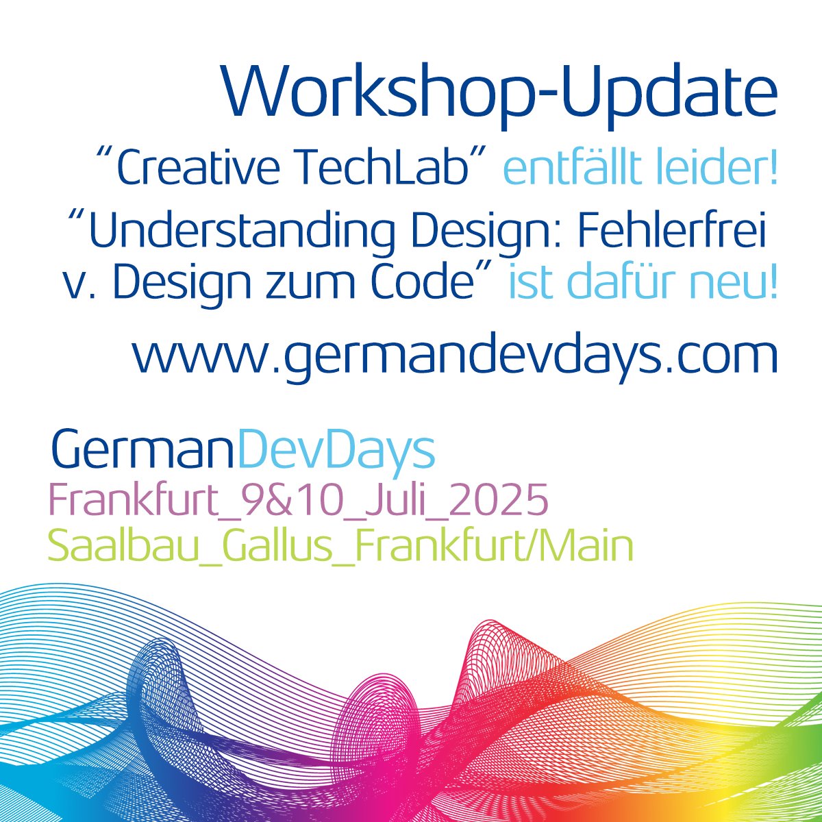 Wichtiges Workshop-Update!
Der Creative Techlab Musikworkshop (10.07. - 10-13 Uhr) muss leider wegen der Absage der Speakerin entfallen. Bisher verkaufte Tickets werden erstattet!

An gleicher Stelle und Uhrzeit findet der Workshop "Understanding Design: Fehlerfrei vom Design zum