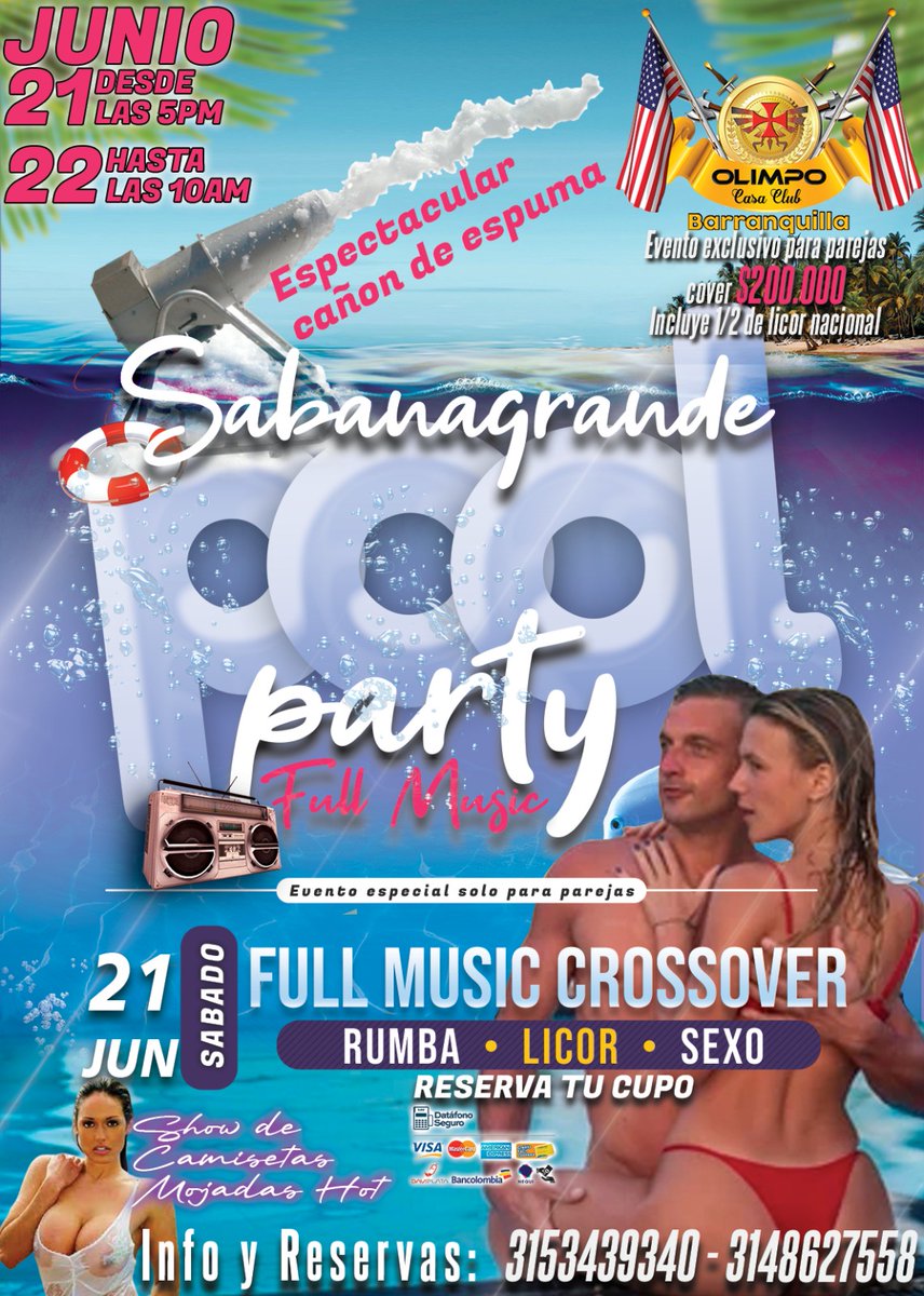CLUB OLIMPO BARRANQUILLA t.me/Club_olimpo_Sw… 

INICIA LA NUESTRA  CONVOCATORIA A RUMBA #1POOL PARTY 2025 

SABADO   2⃣1⃣  
Cover ❌ Pareja 
 💲 2⃣0⃣0⃣0⃣0⃣0⃣
INCLUYE MEDIA DE LICOR NACIONAL
Más información 
3153439340 - 3148627558
Ingresa a Nuestra Web
casaclubopenmind.wcorp.com.co