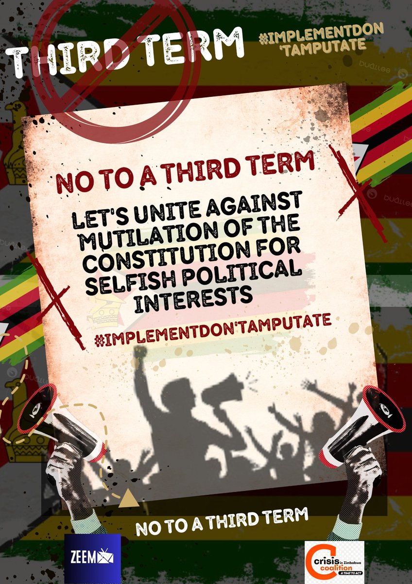 Crisis in Zimbabwe Coalition (@crisiscoalition) on Twitter photo .<a href="/crisiscoalition/">Crisis in Zimbabwe Coalition</a> strongly rejects attempts by self-serving politicians to extend President <a href="/edmnangagwa/">President of Zimbabwe</a>'s stay in power. Zimbabweans must unite in defence of the constitution.
<a href="/Tendai_Mbofana/">Tendai Ruben Mbofana</a> <a href="/MutasaPeter/">Peter Gift Mutasa</a> <a href="/VividGwede/">Vivid Gwede</a> <a href="/nickmangwana/">Nick Mangwana</a> <a href="/daddyhope/">Hopewell Chin’ono</a> <a href="/tapiwa_chiriga/">Tapiwanashe Chiriga</a> <a href="/ZimEye/">ZimEye</a> <a href="/blevava/">Dr. Blessing Ivan Vava</a> .<a href="/crisiscoalition/">Crisis in Zimbabwe Coalition</a> strongly rejects attempts by self-serving politicians to extend President <a href="/edmnangagwa/">President of Zimbabwe</a>'s stay in power. Zimbabweans must unite in defence of the constitution.
<a href="/Tendai_Mbofana/">Tendai Ruben Mbofana</a> <a href="/MutasaPeter/">Peter Gift Mutasa</a> <a href="/VividGwede/">Vivid Gwede</a> <a href="/nickmangwana/">Nick Mangwana</a> <a href="/daddyhope/">Hopewell Chin’ono</a> <a href="/tapiwa_chiriga/">Tapiwanashe Chiriga</a> <a href="/ZimEye/">ZimEye</a> <a href="/blevava/">Dr. Blessing Ivan Vava</a>