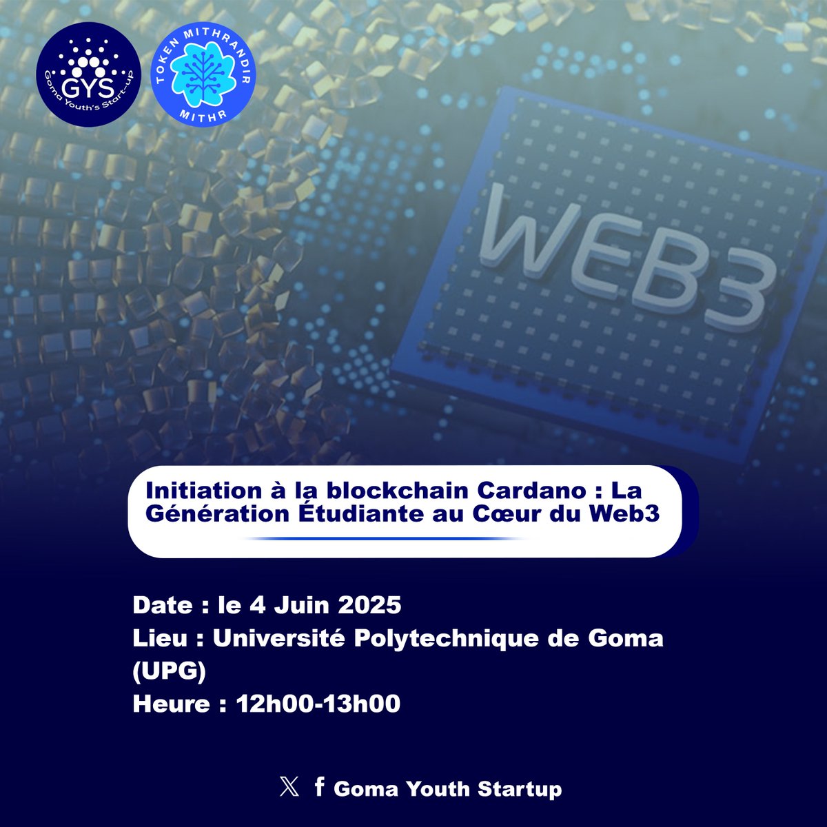 acciontoken's tweet photo. 🇨🇩 República Democrática del Congo
¡Se viene una nueva jornada educativa en la Universidad Politécnica de Goma!
La comunidad de Goma está cordialmente invitada a participar y aprender junto a nosotros.
#Educación #BlockchainSocial #Goma #TokenMithrandir @Goyouthstartup #cardano https://t.co/l6b9NKcdtb