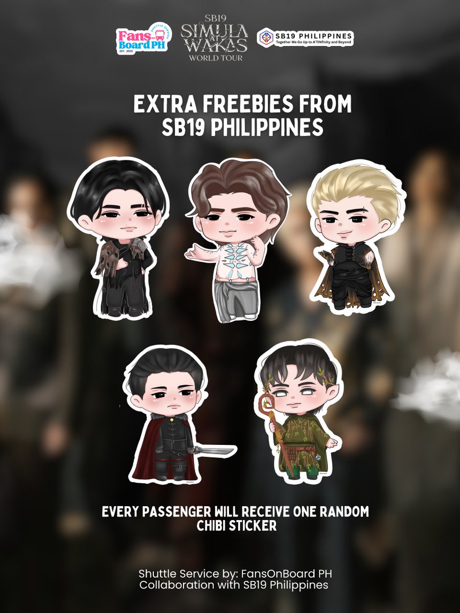 SB19PH_Fanbase's tweet photo. ✨ CHIBI STICKER FREEBIES!

Every A’TIN Express passenger will receive one random SB19 chibi sticker as a cute and collectible extra freebie from SB19 Philippines!

#ATINExpress #FansOnBoardPH #SB19PH #RideWithFOBPH #SimulaAtWakas_WorldTourKickOff #SimulaAtWakas #SB19_SimulaAtWakas #SB19_KEN #SB19_JUSTIN #SB19_STELL #SB19_PABLO #SB19_PABLO #SB19_ConcertBukasNa