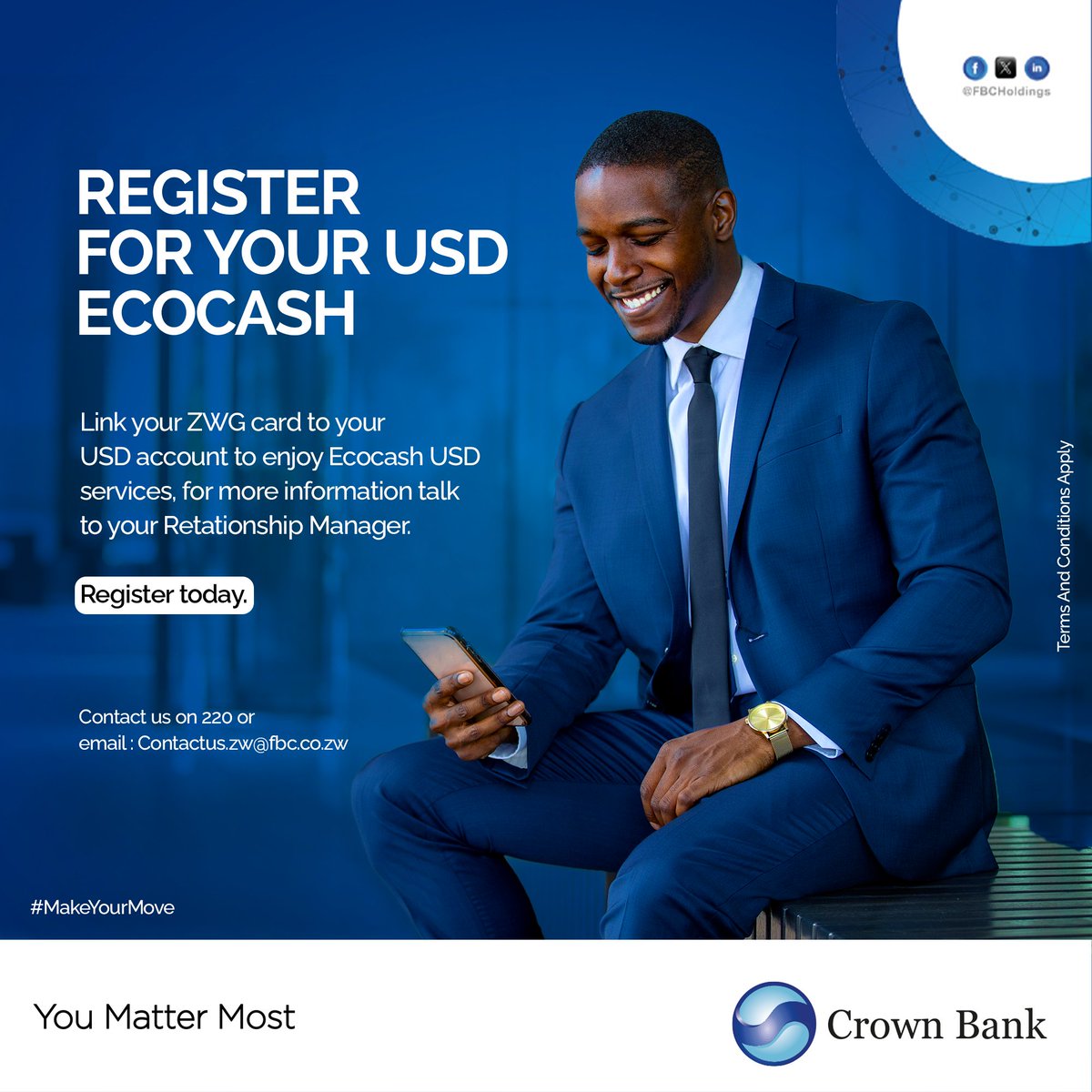 Register your USD account today and link your ZWG card for seamless transactions. Talk to your Relationship Manager to get started! #MakeYourMove #YouMatterMOST