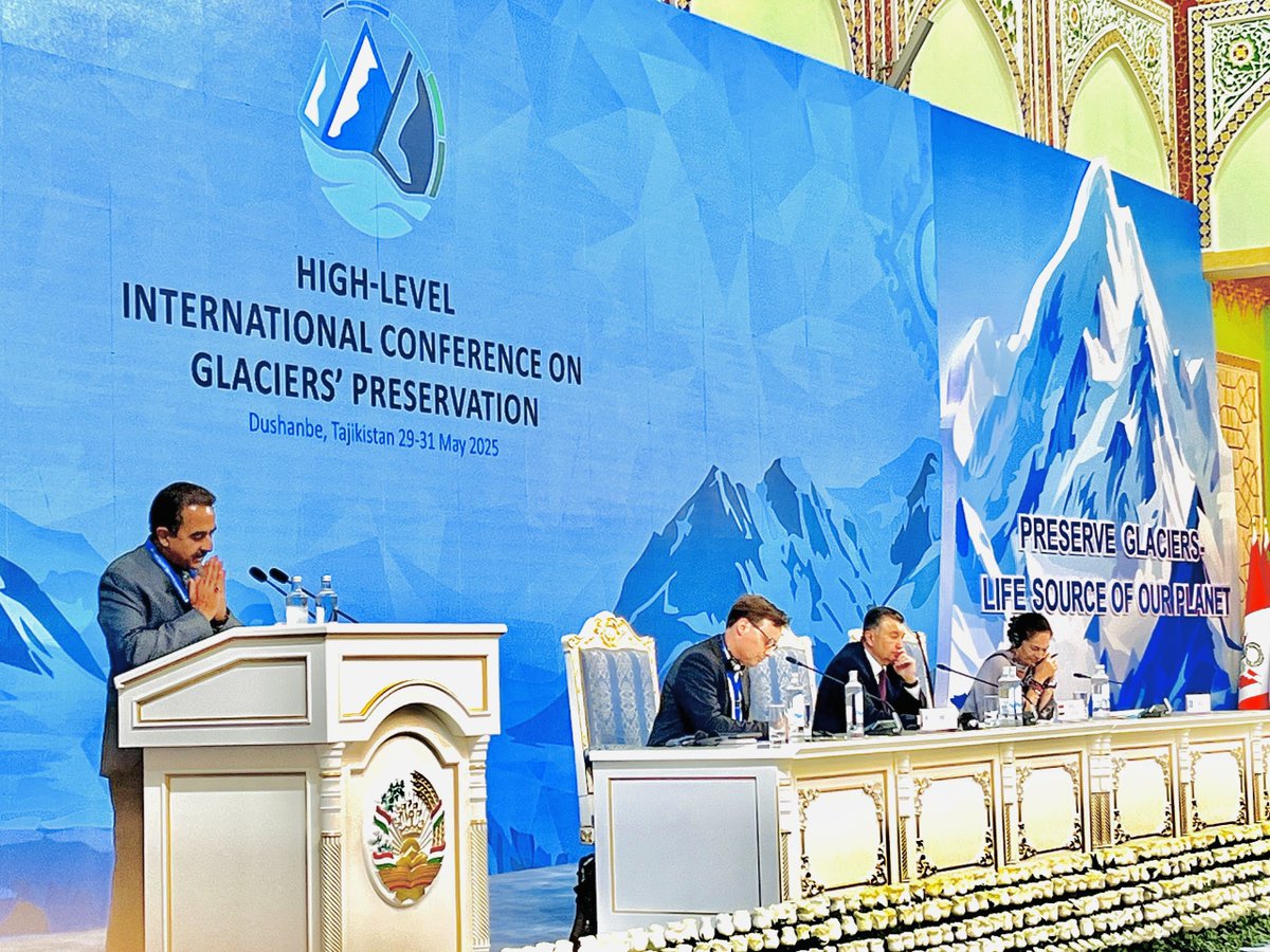 Honoured to represent India at the High-Level International Conference on Glaciers’ Preservation in Dushanbe. Protecting Himalayan Glaciers are vital for water, food security, and billions of lives. India is committed to protecting the Himalayas through science and action.