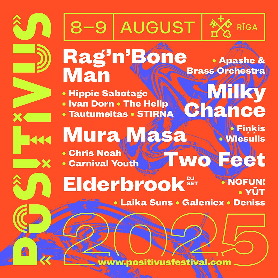positivus's tweet image. POSITIVUS FESTIVAL 2025 LINE-UP ❤️‍🔥

Tiekamies uz vasaras foršāko nedēļas nogali 8. un 9. augustā Rīgā, Lucavsalā! ☀️

Biļetes 👉 positivusfestival.com