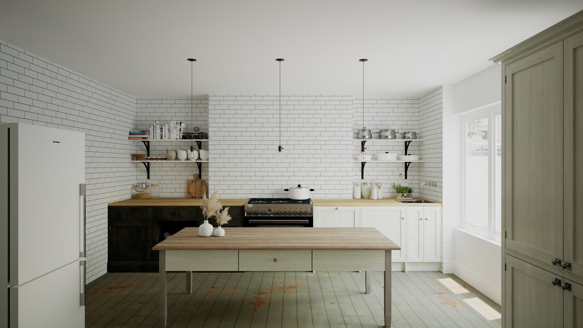 From in-frame cabinetry in darker finishes to beaded in-frame tall units with traditional butt hinges, and lay-on doors on the white cabinets cookers, every element is crafted with parametric precision. #KitchenDesign #BespokeInteriors #inframe #autokitchen #microcadsoftware