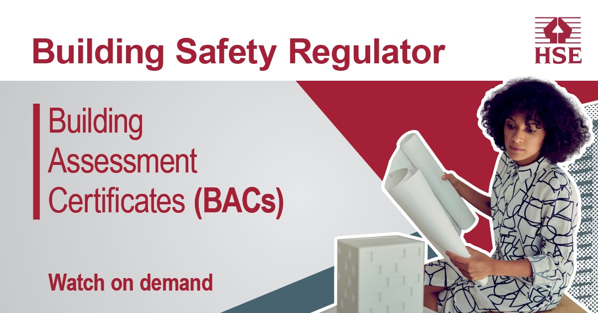 Want to know more about Building Assessment Certificates (BACs)?  

Our recent #BSR webinars explained the process for those being asked to apply for a BAC now, or in the future 📅

▶️ Watch here: buildingsafety.campaign.gov.uk/building-safet…