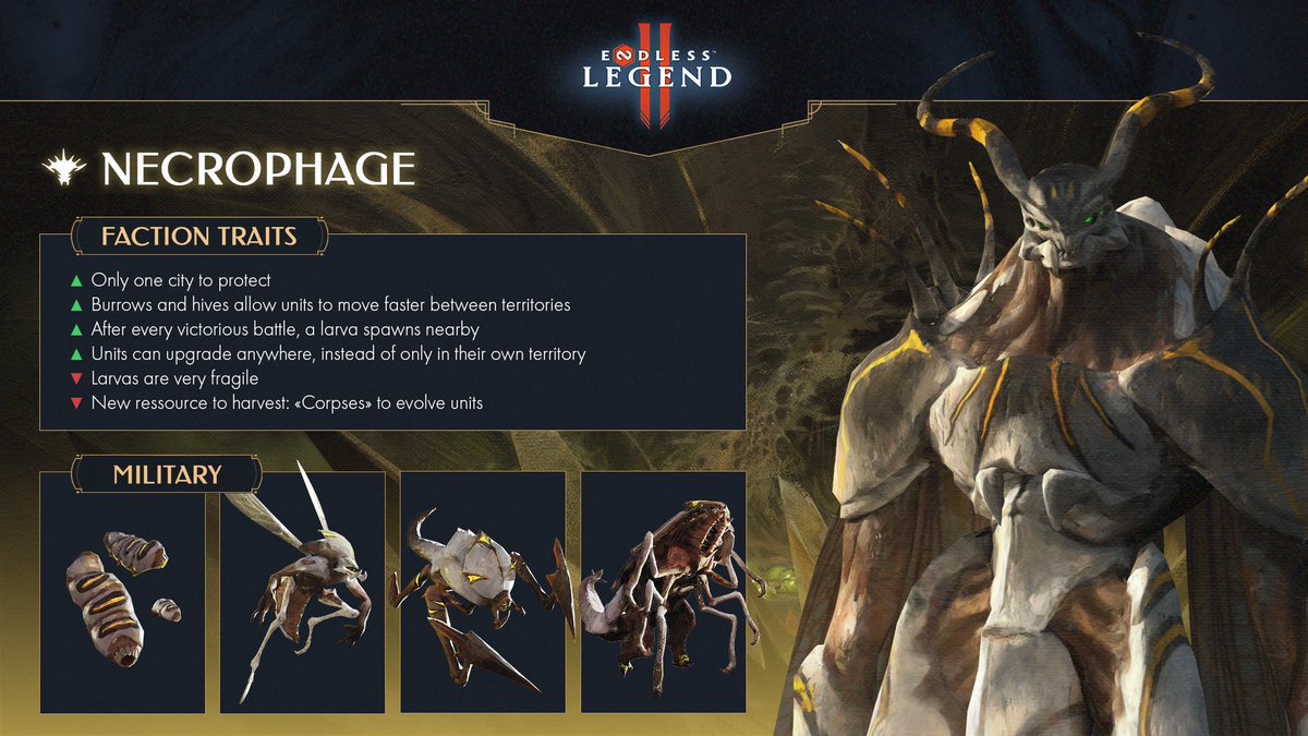 Learn more on the Necrophages in one glimpse 🥩
Do they look different from Endless Legend?

#EndlessLegend2
