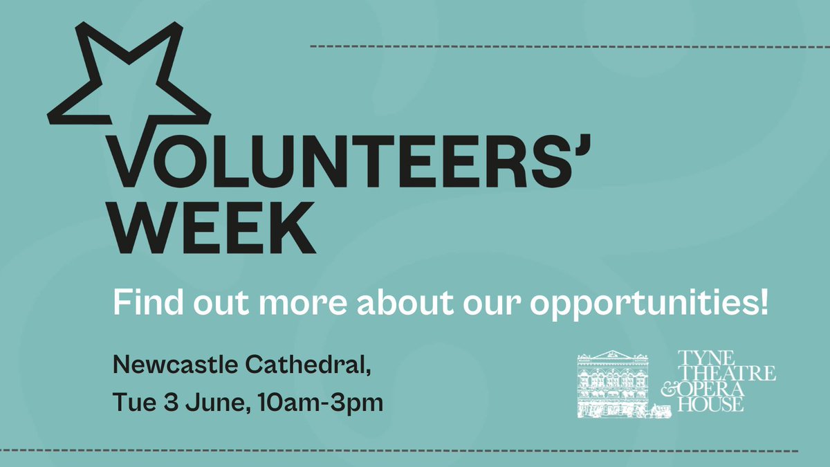 Find out more about volunteering 👇

It’s Volunteer Week next week, and we’ll be at
Newcastle Cathedral on Tuesday 3rd June to showcase our fantastic volunteer opportunities! 😍

The North East Volunteer Recruitment fair is open 10am-3pm, so please come down to this free event🎭