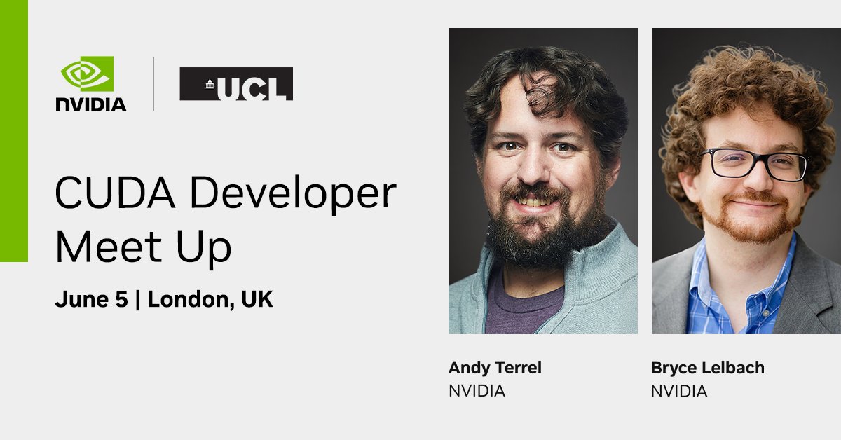 Join us on June 5 in London for the CUDA Developer Meet Up with NVIDIA and UCL.

Connect with experts, explore GPU programming in Python, see live demos, and win swag or lunch with an NVIDIA engineer.

Register now—spots are limited 👉 nvda.ws/3FqoOPA