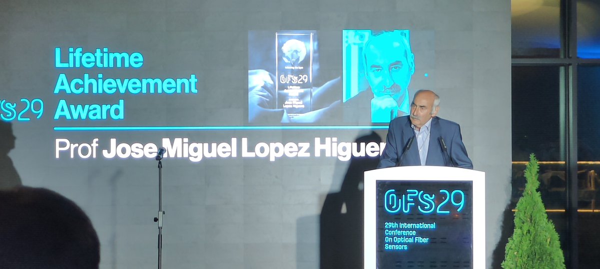 Grupo de Ingenieria Fotonica (@gif_unican) on Twitter photo José Miguel López Higuera, ad honorem emeritus professor at <a href="/unican/">Universidad de Cantabria</a> <a href="/ETSIIT_UNICAN/">ETSIIT_UNICAN</a> received the Life Achievement Award of the International Conference on Optical Fiber Sensors OFS'29 Congratulations! José Miguel López Higuera, ad honorem emeritus professor at <a href="/unican/">Universidad de Cantabria</a> <a href="/ETSIIT_UNICAN/">ETSIIT_UNICAN</a> received the Life Achievement Award of the International Conference on Optical Fiber Sensors OFS'29 Congratulations!