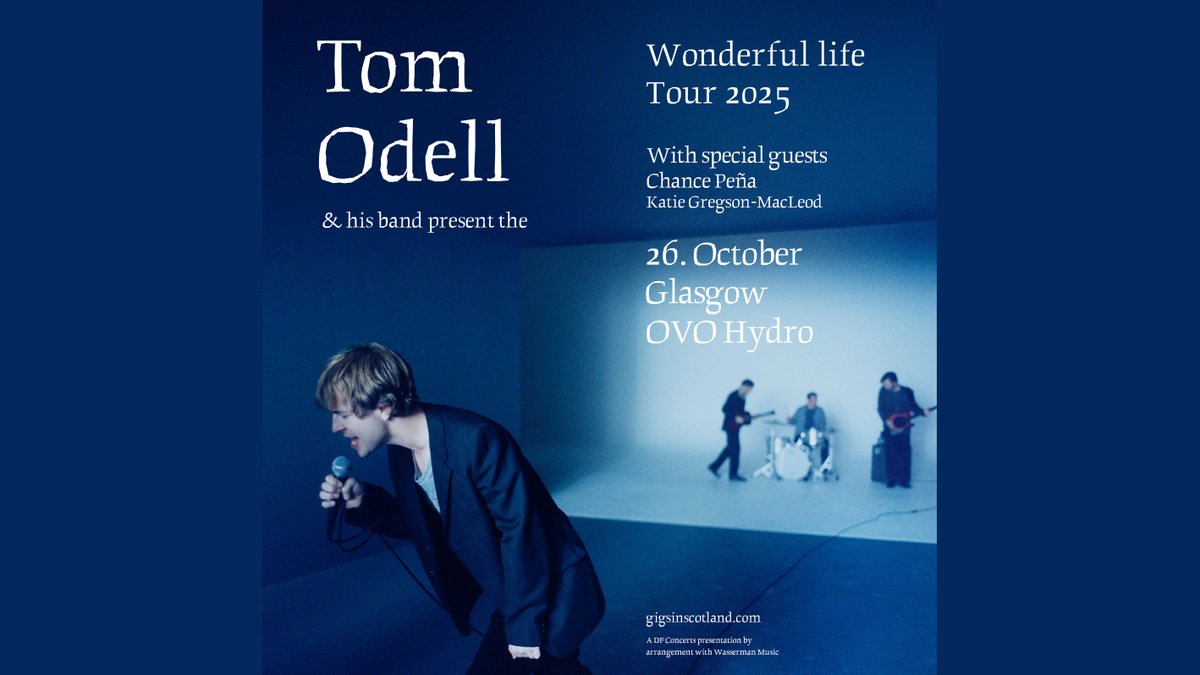 ON SALE 🎟️

If you want to see the magnificent Tom Odell live in concert in Glasgow this year, your chance is here! Tickets for his show at the OVO Hydro on 26 October are on sale right now.

Don't miss out ➡️ bit.ly/4jdC8V9
