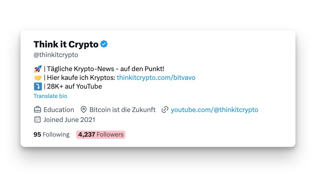 thinkitcrypto's tweet image. Gestern erst die 4.000 geknackt.
Heute schon bei 4.200.
Freut mich riesig, dass die täglichen Zusammenfassungen so gut bei euch ankommen. Ich geb weiter Gas. 🫡