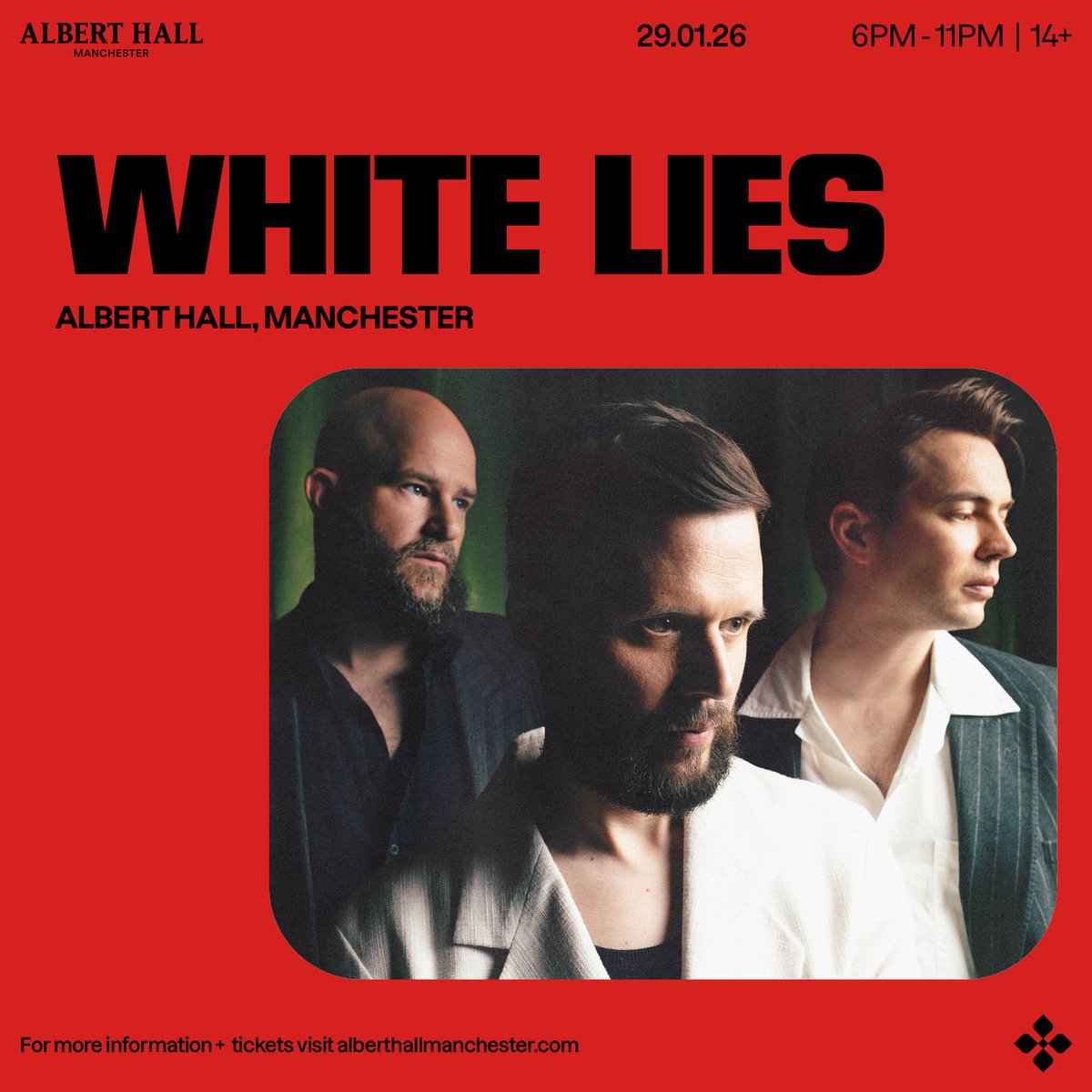 Albert Hall (@alberthallmcr) on Twitter photo ON SALE NOW: The <a href="/whiteliesmusic/">White Lies</a> trio have shared new track ππ°π΅π©πͺπ―π¨ ππ― ππ¦, their much-anticipated first new music in 3 years, alongside details of a UK tour including a venture to Manchester, on the 29th of January!
Tickets: tinyurl.com/bdzzz63y ON SALE NOW: The <a href="/whiteliesmusic/">White Lies</a> trio have shared new track ππ°π΅π©πͺπ―π¨ ππ― ππ¦, their much-anticipated first new music in 3 years, alongside details of a UK tour including a venture to Manchester, on the 29th of January!
Tickets: tinyurl.com/bdzzz63y