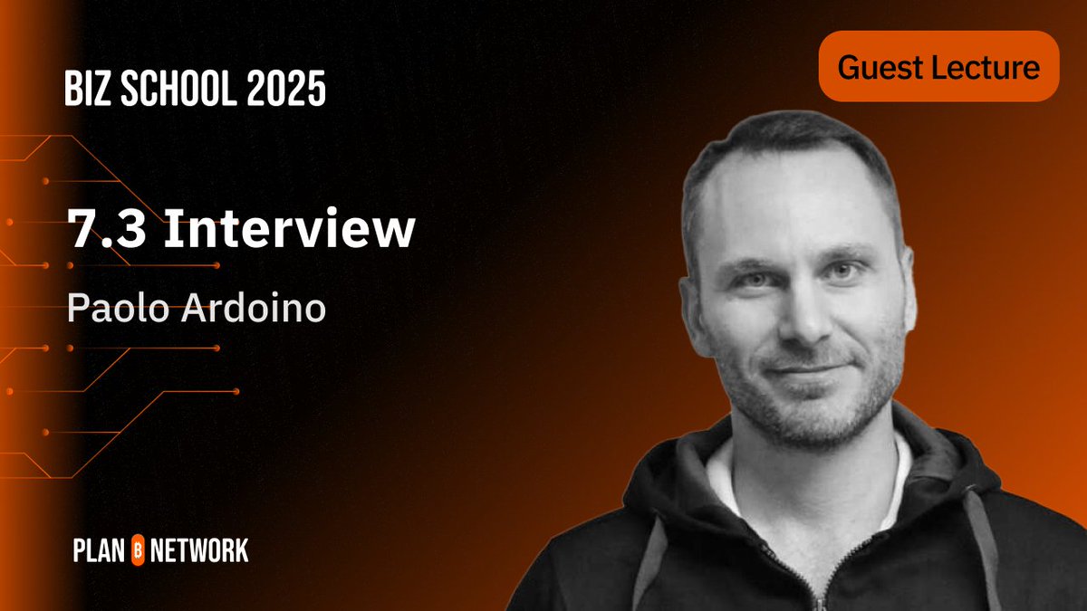 Plan โฟ Network (@planb_network) on Twitter photo ๐ Today at Plan โฟ Biz School:
Interview & Assignment Review
<a href="/giacomozucco/">Giacomo Arguably a CFAA violation Zuccoโก๏ธ๐๐ง</a> sits down with <a href="/paoloardoino/">Paolo Ardoino ๐ค</a> for an in-depth interview on Bitcoin, building, and long-term vision in the space ๐ง ๐
Students will follow up with an Assignment Review session โ led by Giacomo himself. ๐ Today at Plan โฟ Biz School:
Interview & Assignment Review
<a href="/giacomozucco/">Giacomo Arguably a CFAA violation Zuccoโก๏ธ๐๐ง</a> sits down with <a href="/paoloardoino/">Paolo Ardoino ๐ค</a> for an in-depth interview on Bitcoin, building, and long-term vision in the space ๐ง ๐
Students will follow up with an Assignment Review session โ led by Giacomo himself.