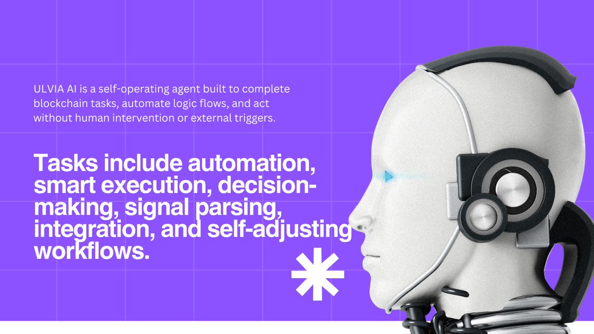 Ulviaai's tweet photo. ULVIA AI isn’t just artificial intelligence —
it’s autonomous execution on-chain.

No prompts. No triggers. No delays.
Just a self-operating agent built for Web3 automation.
#ULVIAAI #Web3 #AI https://t.co/fwKaKI5t7g