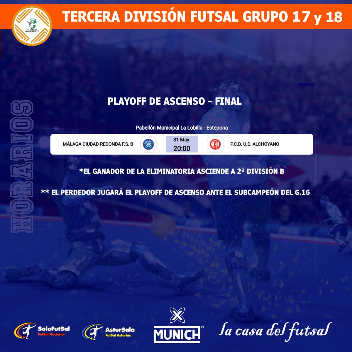 🟧 3⃣ª DIVISIÓN FUTSAL - GRUPO1⃣7⃣ Y 1⃣8⃣
📆 PLAYOFF DE ASCENSO /⏰ HORARIOS

✍️ Consulta los horarios de la jornada
📎solo-futsal.es/playoff/2025-t…

🔀 Visita los perfiles de los equipos de la categoría 
 #CDCarcabuey <a href="/UDGrazalema/">U.D. GRAZALEMA</a> <a href="/LaPalmaFS/">La Palma FS</a> <a href="/cadiz_futsal/">CD Cádiz Futsal</a> <a href="/_adecorfs/">Adecor Futsal</a> <a href="/DestinoLpfs/">Destino Gastronomico LPFS</a>