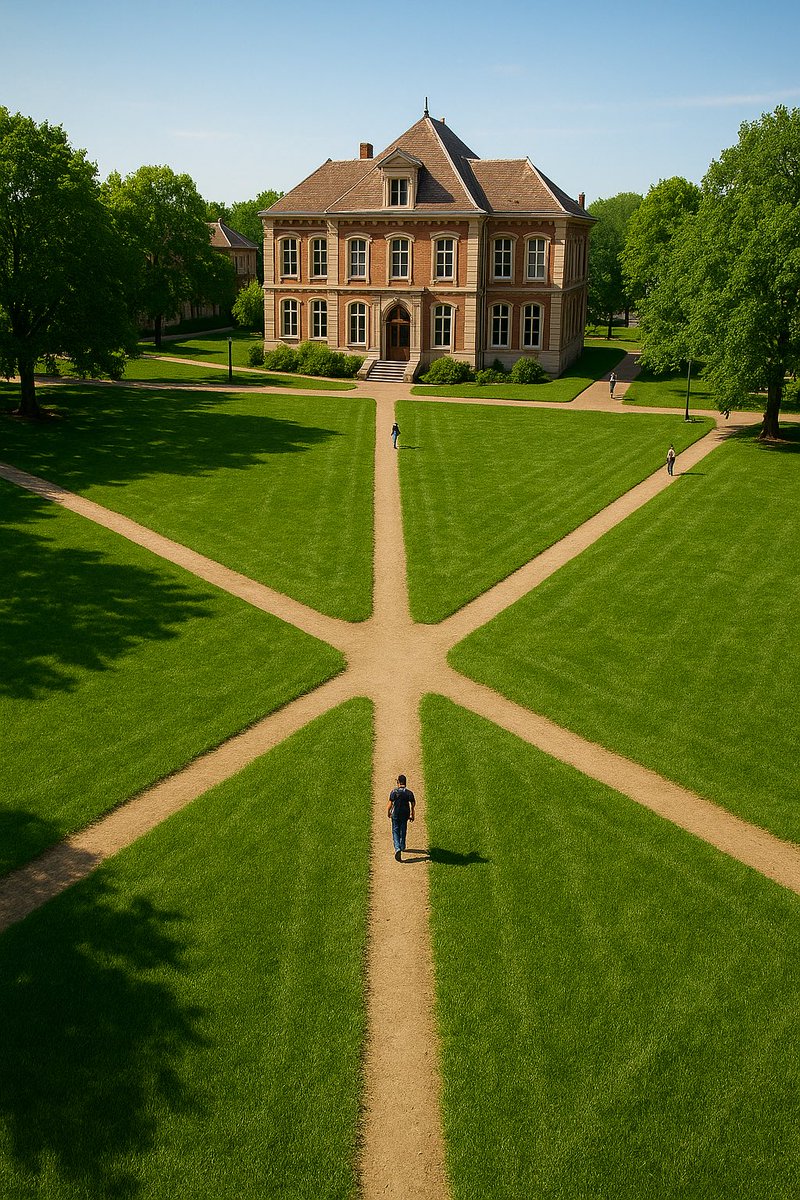 [ LE GAZON &amp; LES CHEMINS DE DÉSIRS ] 
À l’Université d’État de l’Ohio, les chemins ont été tracés après que les étudiants aient foulé le gazon.

Le gazon naturel, révélateur des usages.

#cheminsdedesir #designurbain #gazonnaturel #sfg
