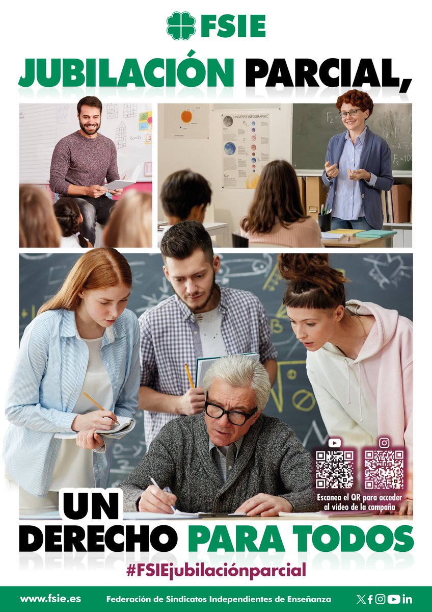 📢💼 FSIE pide a las administraciones públicas mejorar las condiciones de acceso a la jubilación parcial, pues esta tiene numerosas ventajas, como pueden ser el  rejuvenecimiento de las plantillas, la transmisión de conocimientos entre profesionales y la reducción del desempleo.
