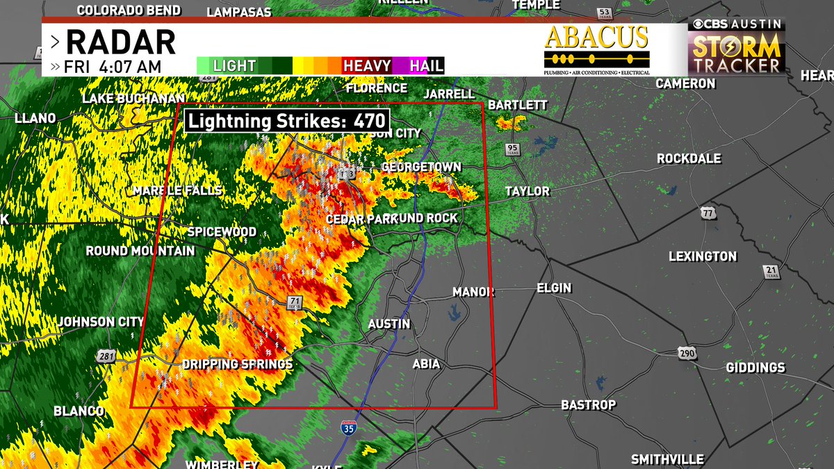 Storms now rolling into Austin (4:07 AM Friday)

They are NOT severe, but boy do they sound severe. 450+ lightning strikes in this portion of the squall line over just the last 15 minutes. 

Could cause a few power outages, otherwise it's a gullywasher #atxwx #txwx