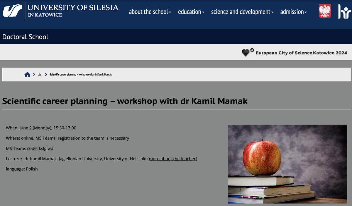 Next Monday, I’ll run a workshop at the University of Silesia: Scientific Career Planning. I’ll share my path across disciplines—rewarding but challenging. Academia praises interdisciplinarity, yet often stays mono-disciplinary. Still, I love working at the edges.