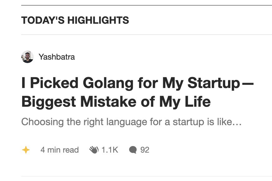 Not every fast language is a good fit for a fast-moving startup. A founder calls Golang his biggest mistake. Curious what you think.