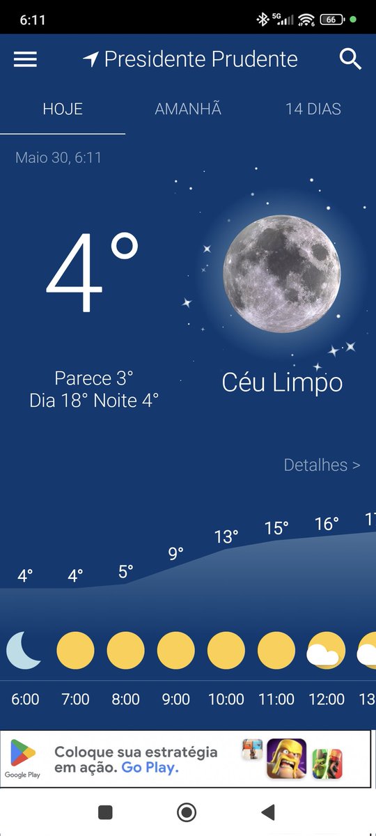 Bom dia, friozinho hoje aqui, e ai?