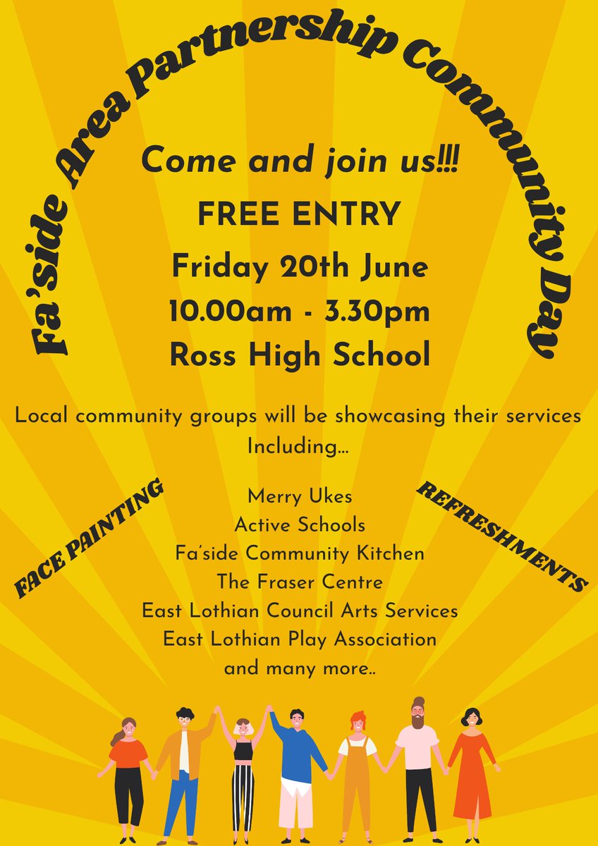 Fa'side Area Partnership are delighted to invite you to their Community Day 2025. 
Please come along and join us and find out about all the amazing work going on in Tranent and our villages. 
📆Friday, 20th June 
⏰10am till 3,30
🗺️Ross High School, Tranent
<a href="/ELCouncil/">East Lothian Council - news and information</a> 
<a href="/elcourier/">East Lothian Courier</a>