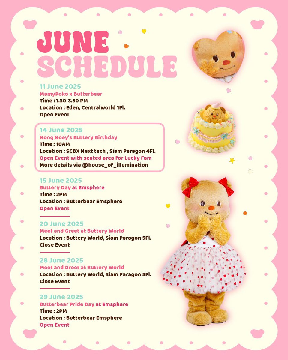 🩷June Schedule Update🩷 แล้วเจอกันนะคะ! น้องตั้งใจเตรียมของขวัญเซอร์ไพรส์มัมหมี พ่อหมี พส ทุกคนที่มาเจอกันวันที่ 14 มิถุนายน นี้ด้วยยยย แต่ไม่บอกหรอกว่าคืออะไร ไร ไรไรไรไรรรรรรร!!😝

ข้อมูลเพิ่มเติมเกี่ยวกับงานวันที่ 14 มิถุนายนนี้ ติดต่อ IG @house_of_illumination 💕