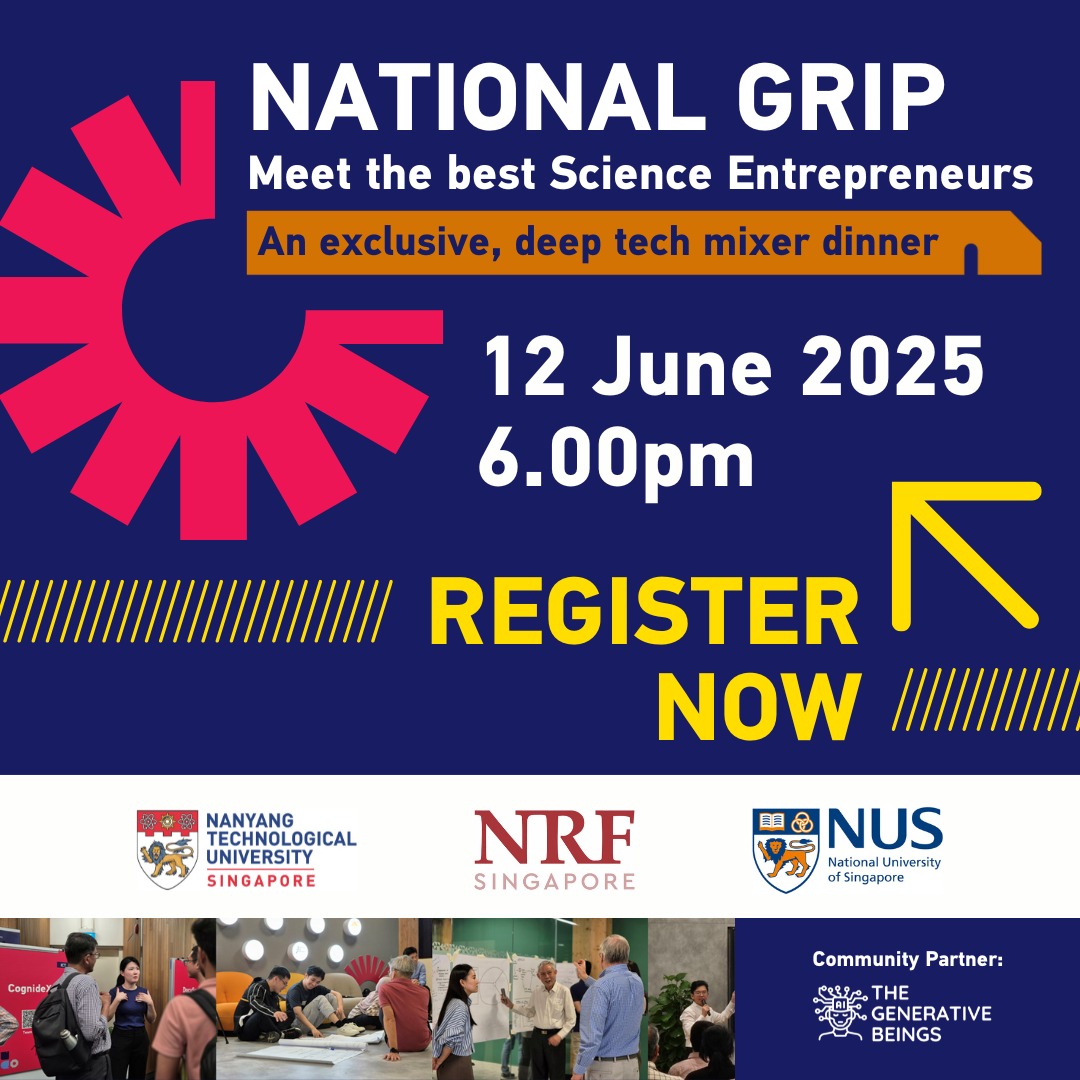 The Generative Beings (@tgbeings) on Twitter photo 🇸🇬🔬 Deep Tech Mixer | 12 Jun🔬 🇸🇬
TGB x <a href="/NTUsg/">NTU Singapore</a> brings you exclusive access to handpicked, deep tech teams.
Are you looking to join early stage deep tech startup in Singapore?
Then register here: lu.ma/kze8o45q?tk=2S…
#deeptech #AI <a href="/shivanggupta88/">Shivang Gupta</a> 🇸🇬🔬 Deep Tech Mixer | 12 Jun🔬 🇸🇬
TGB x <a href="/NTUsg/">NTU Singapore</a> brings you exclusive access to handpicked, deep tech teams.
Are you looking to join early stage deep tech startup in Singapore?
Then register here: lu.ma/kze8o45q?tk=2S…
#deeptech #AI <a href="/shivanggupta88/">Shivang Gupta</a>