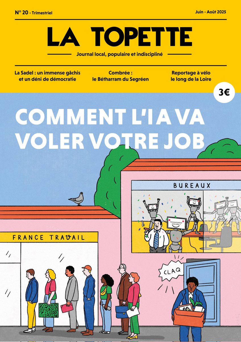 La nouvelle Topette arrive aujourd'hui dans les kiosques ! Au sommaire, Comment l'IA va voler votre job, La Sadel : déni de démocratie et immense gâchis, Combrée le Betharram du Segréen, L'extrême droite qui menace la vie étudiante à Angers, Malaise au CHU et bien d'autres..