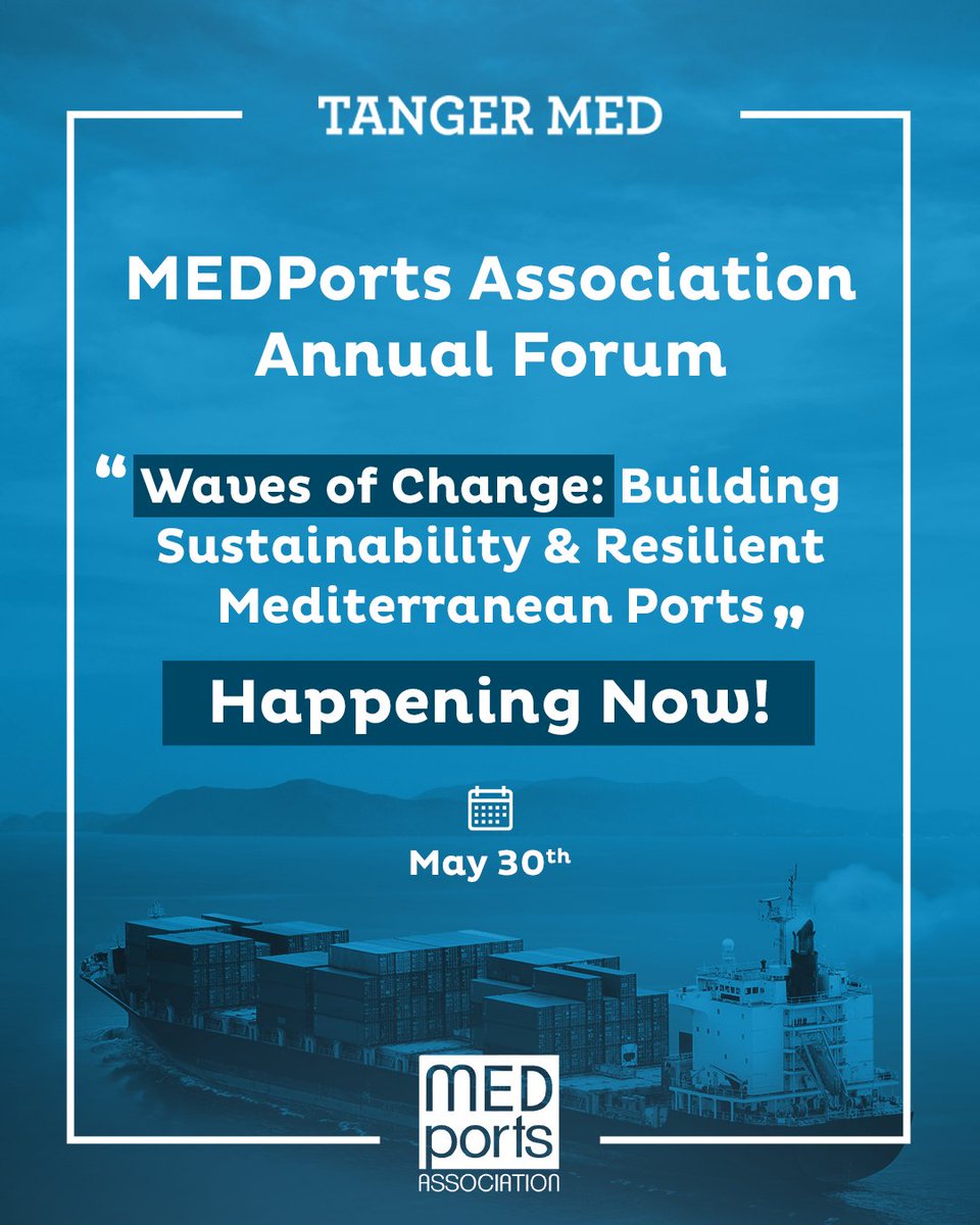 TANGER MED (@tm_officiel) on Twitter photo Happening Now at Tanger Med Port Center! The <a href="/MEDportsAsso/">MEDPorts Association</a> Annual Forum has officially commenced. An insightful day lies ahead, centered around the theme: “Waves of Change: Building Sustainability & Resilient Mediterranean Ports.”
#Event #MEDPorts #Mediterannean #Ports Happening Now at Tanger Med Port Center! The <a href="/MEDportsAsso/">MEDPorts Association</a> Annual Forum has officially commenced. An insightful day lies ahead, centered around the theme: “Waves of Change: Building Sustainability & Resilient Mediterranean Ports.”
#Event #MEDPorts #Mediterannean #Ports